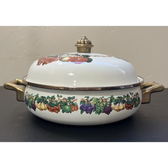 Tabletops Unlimited Kensington Garden 3qt Covered Pan Vitroceramic Buffet Server - Picture 1 of 9